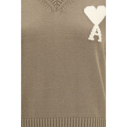 Ami Paris Beige Fleece Wool Sleeveles Sweater
