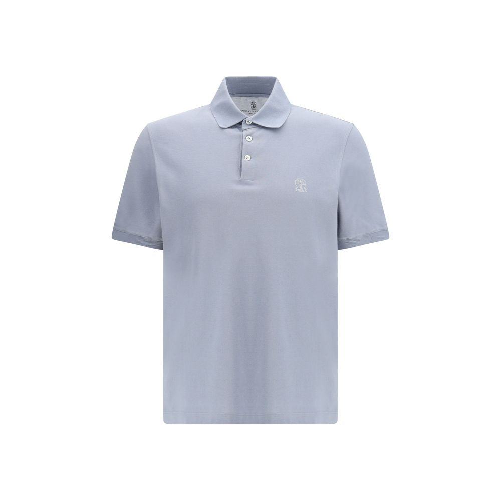 Brunello Cucinelli Blue Cotton Polo Shirt