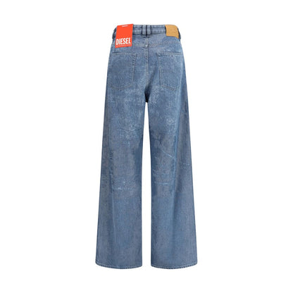 Diesel Blue Cotton Relaxed Fit Jeans