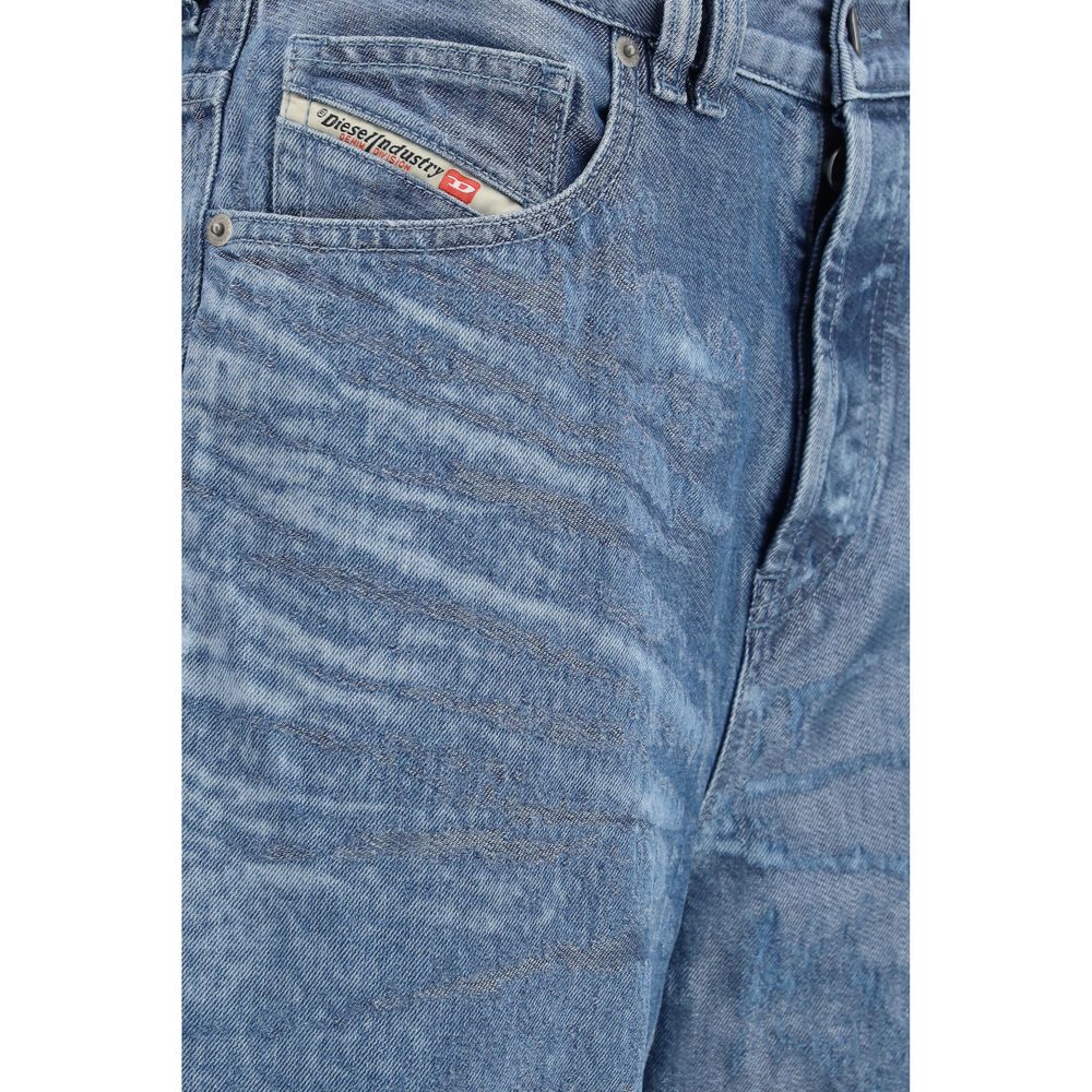 Diesel Blue Cotton Relaxed Fit Jeans