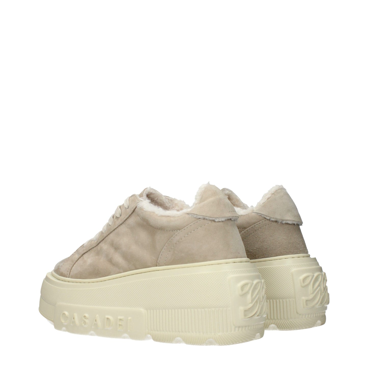 Casadei Beige Leather Chunky Sneakers