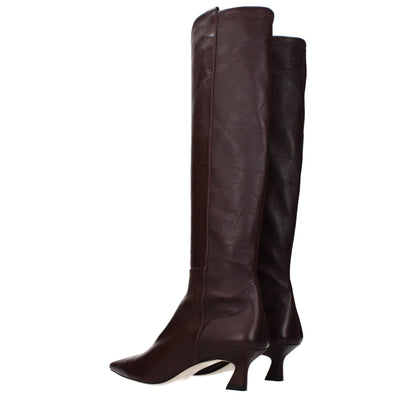 Stuart Weitzman Red Leather High Heel Boots