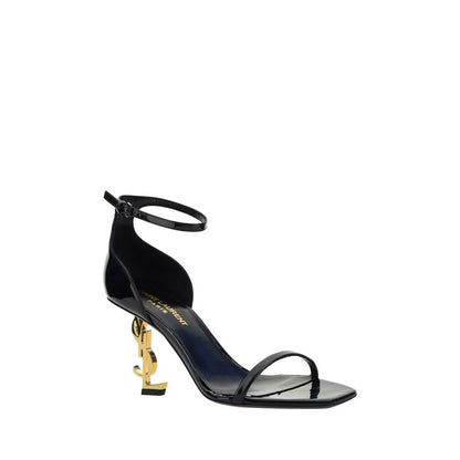Saint Laurent Black Calf Leather Bos Taurus Stiletto Heel Sandals