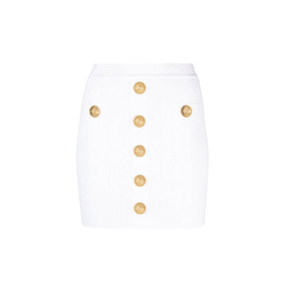 Balmain White Polyester Mini Skirt