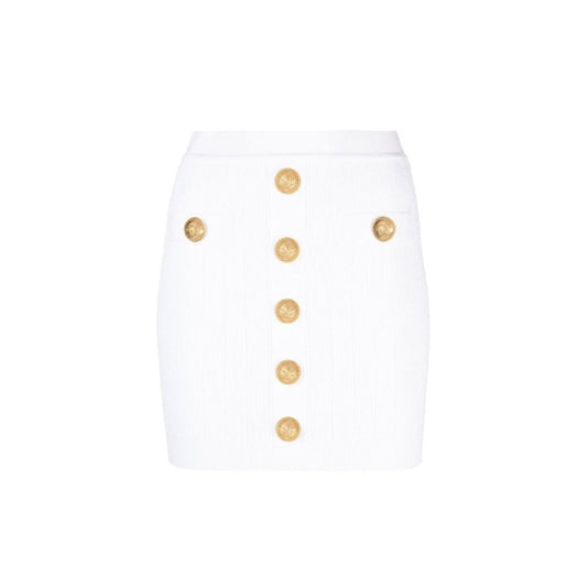 Balmain White Polyester Mini Skirt