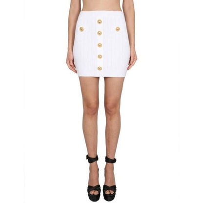 Balmain White Polyester Mini Skirt