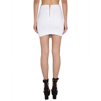 Balmain White Polyester Mini Skirt