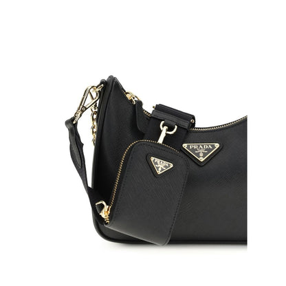 Prada Black Calf Leather Bos Taurus Shoulder Bag