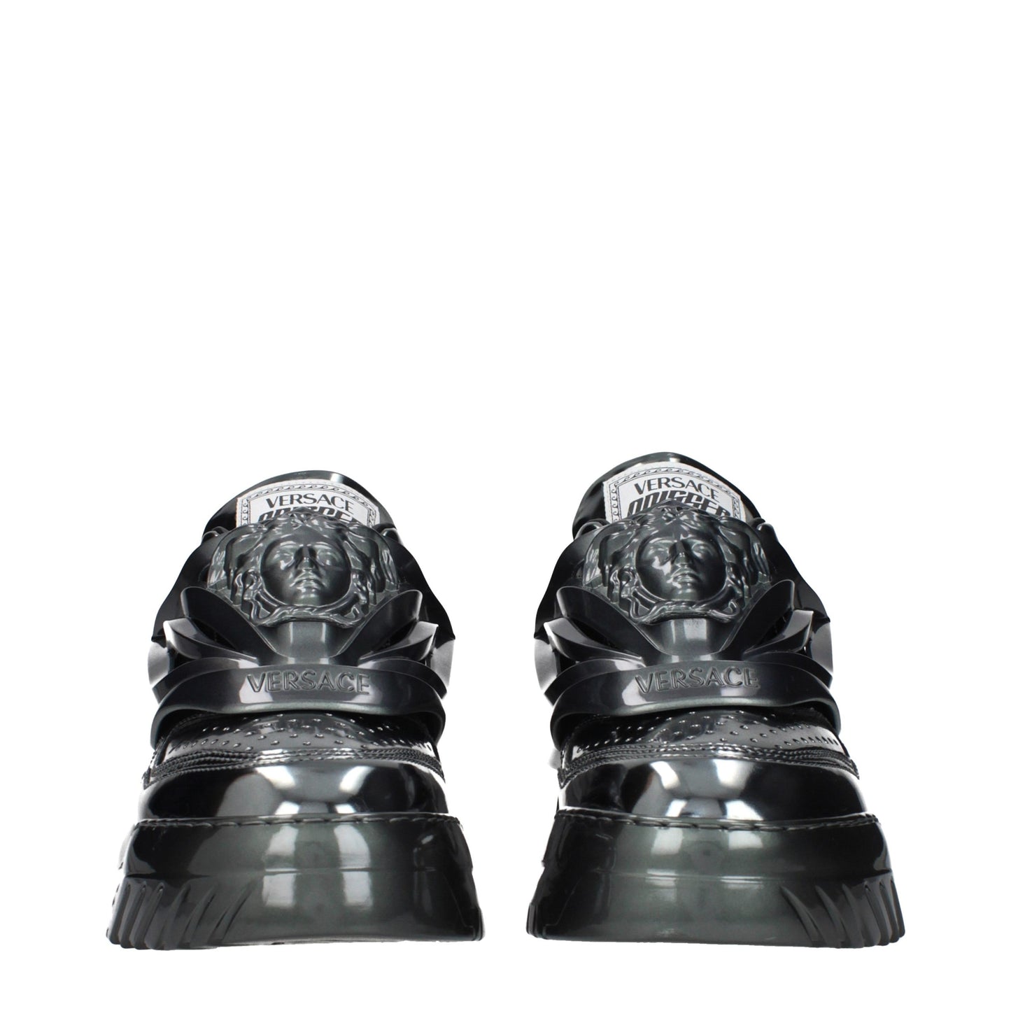 Versace Gray Leather Chunky Sneakers