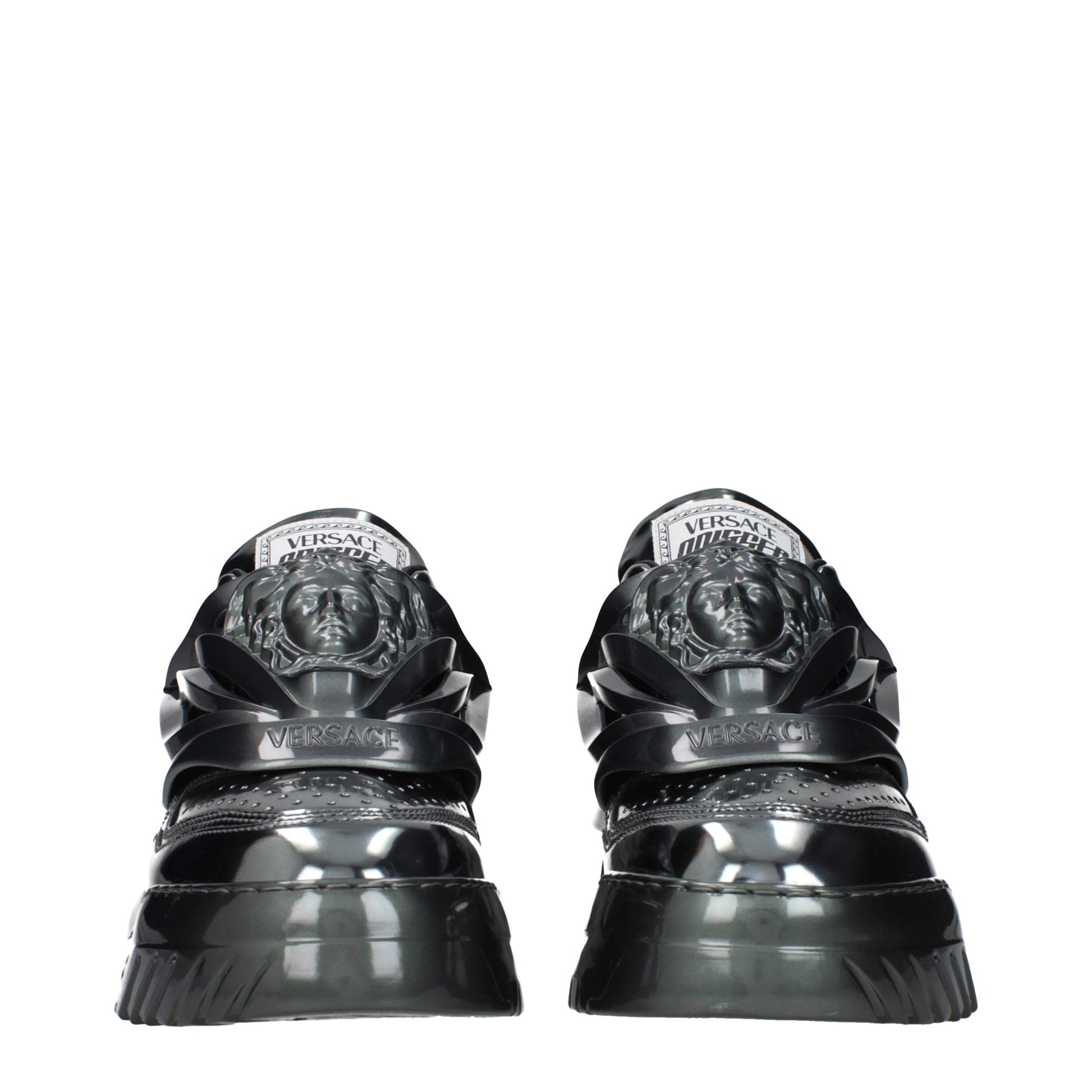 Versace Gray Leather Chunky Sneakers