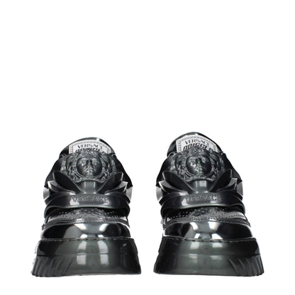 Versace Gray Leather Chunky Sneakers