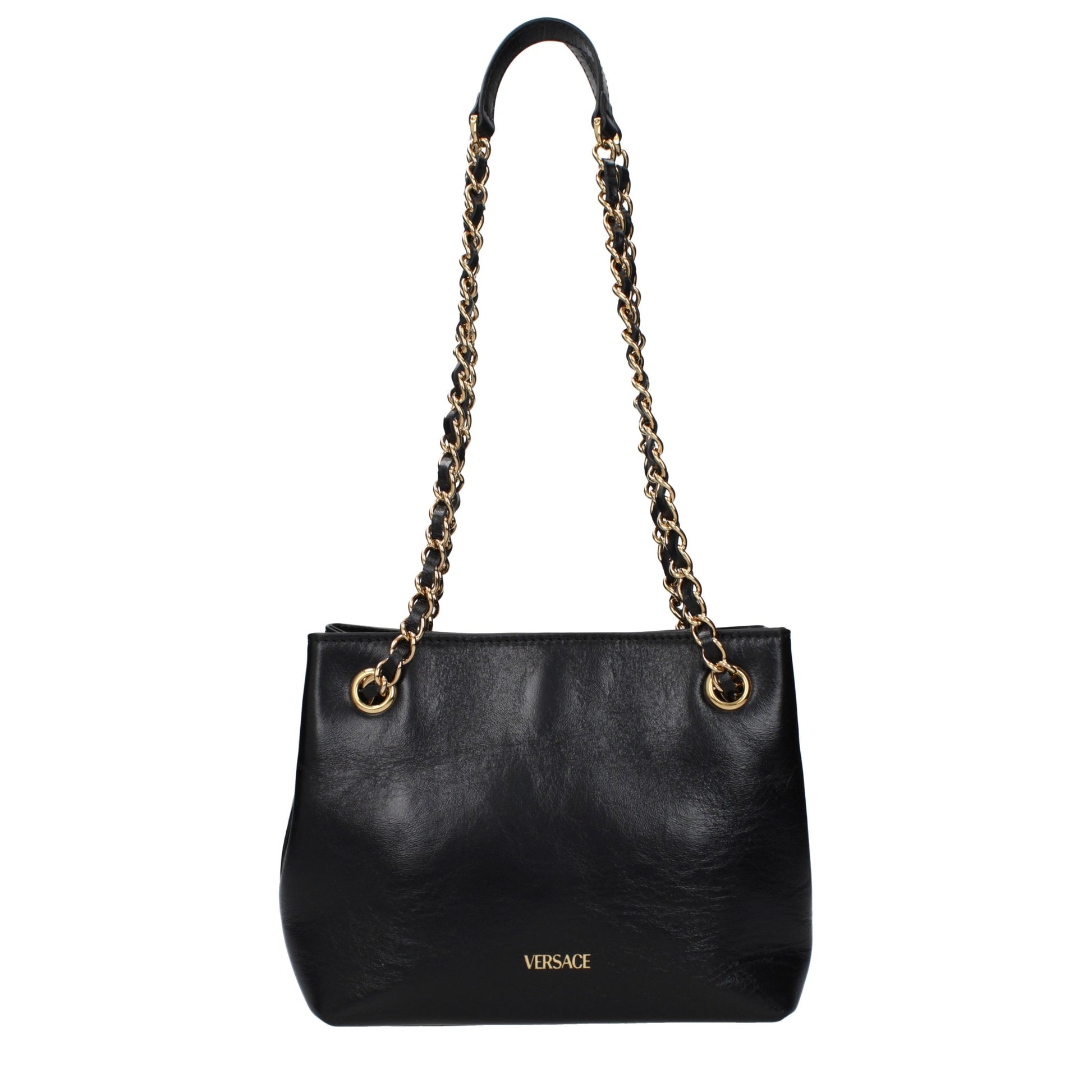 Versace Black Leather Shoulder Bag