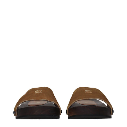 Miu Miu Brown Leather Slippers