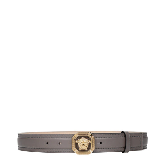 Versace Gray Leather Regular Belt