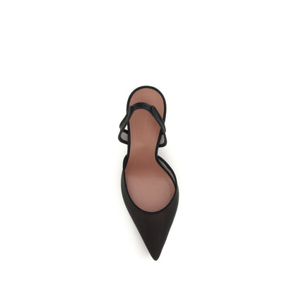 Amina Muaddi Black Fabric High Heel Pumps