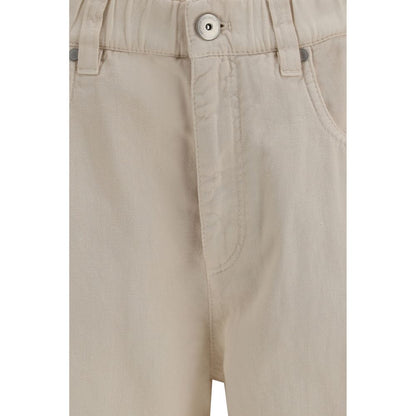 Brunello Cucinelli Beige Cotton Casual Pants