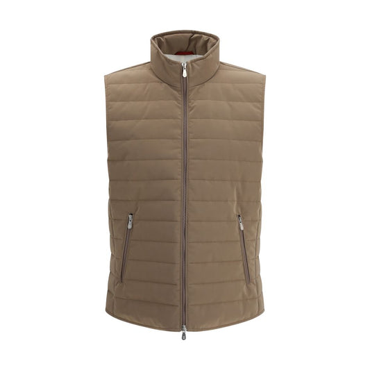 Brunello Cucinelli Beige Polyester Sleveless Jacket