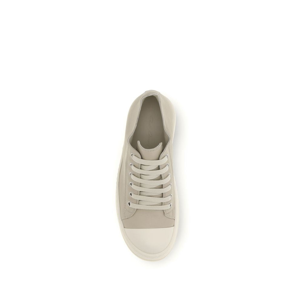 Rick Owens Beige Calf Leather Bos Taurus Low Top Sneakers
