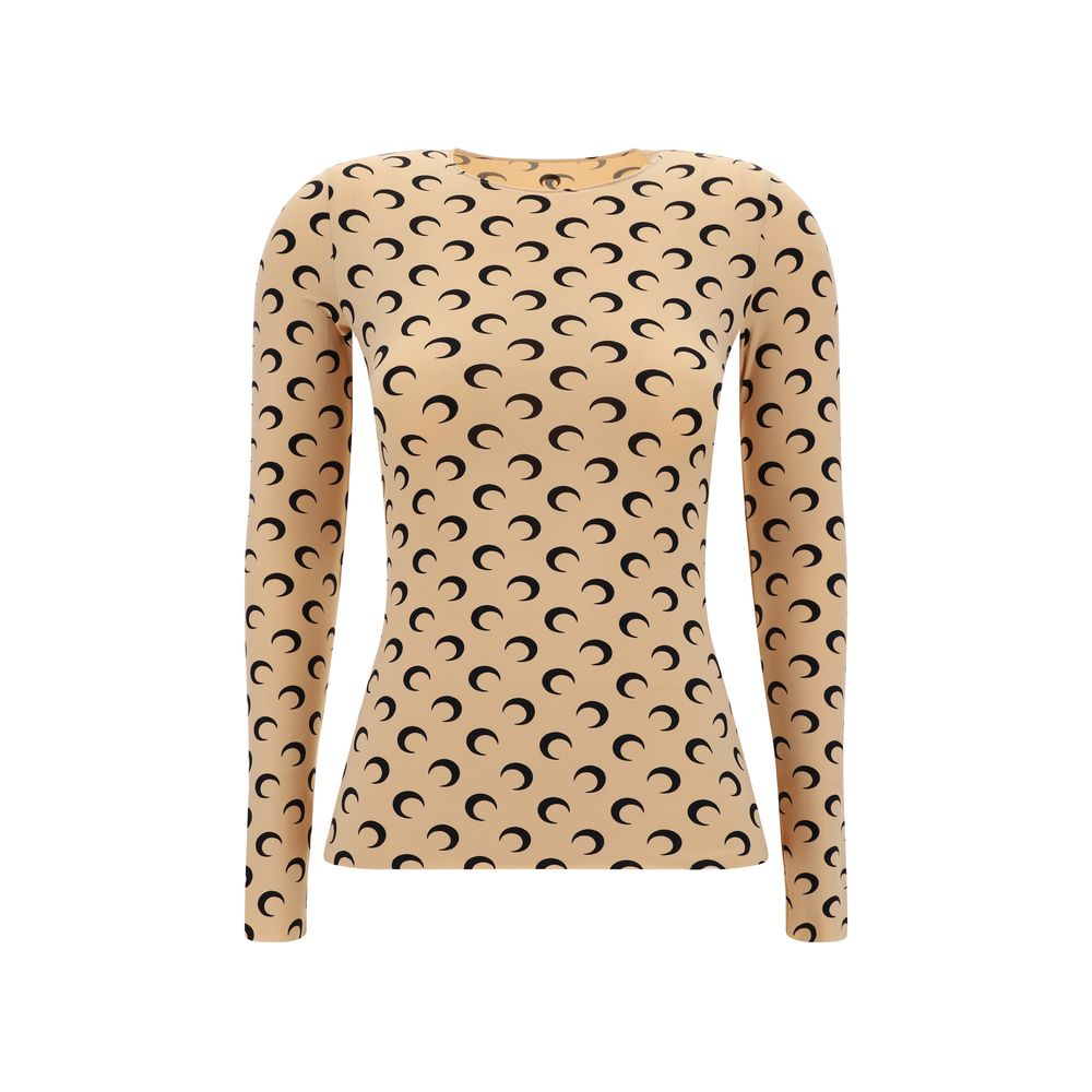 Marine Serre Beige Polyamide Long Sleeve T-Shirt