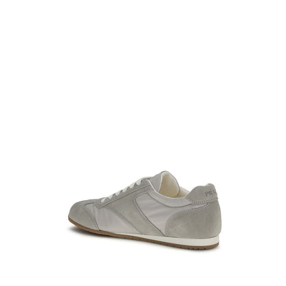 Prada Gray Calf Leather Bos Taurus Low Top Sneakers