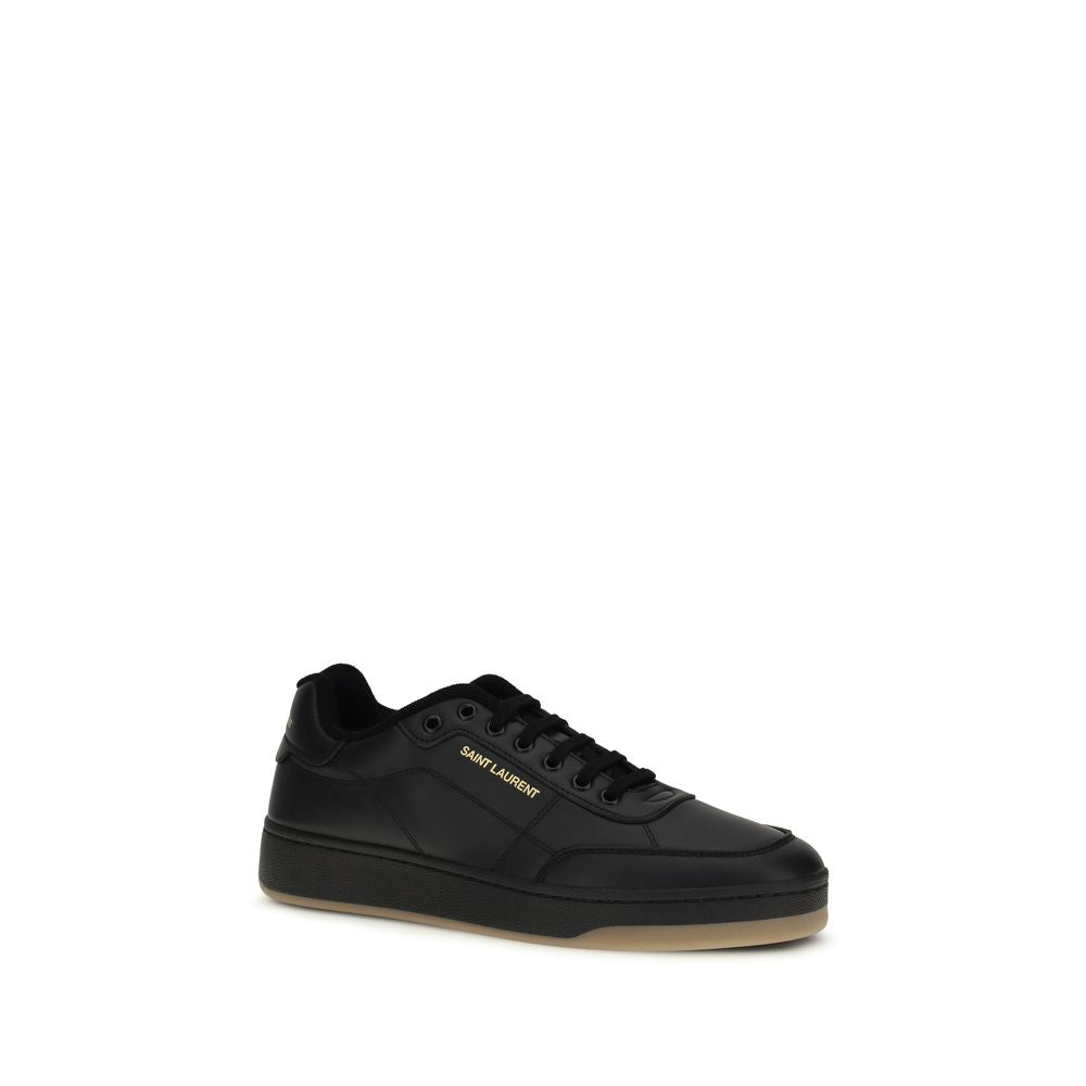 Saint Laurent Black Calf Leather Bos Taurus Low Top Sneakers