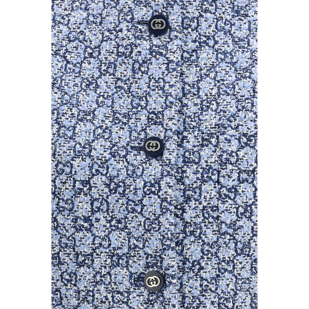 Gucci Blue Cotton Sleveless Jacket