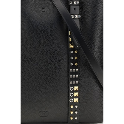 Valentino Garavani Black Calf Leather Bos Taurus Shoulder Bag