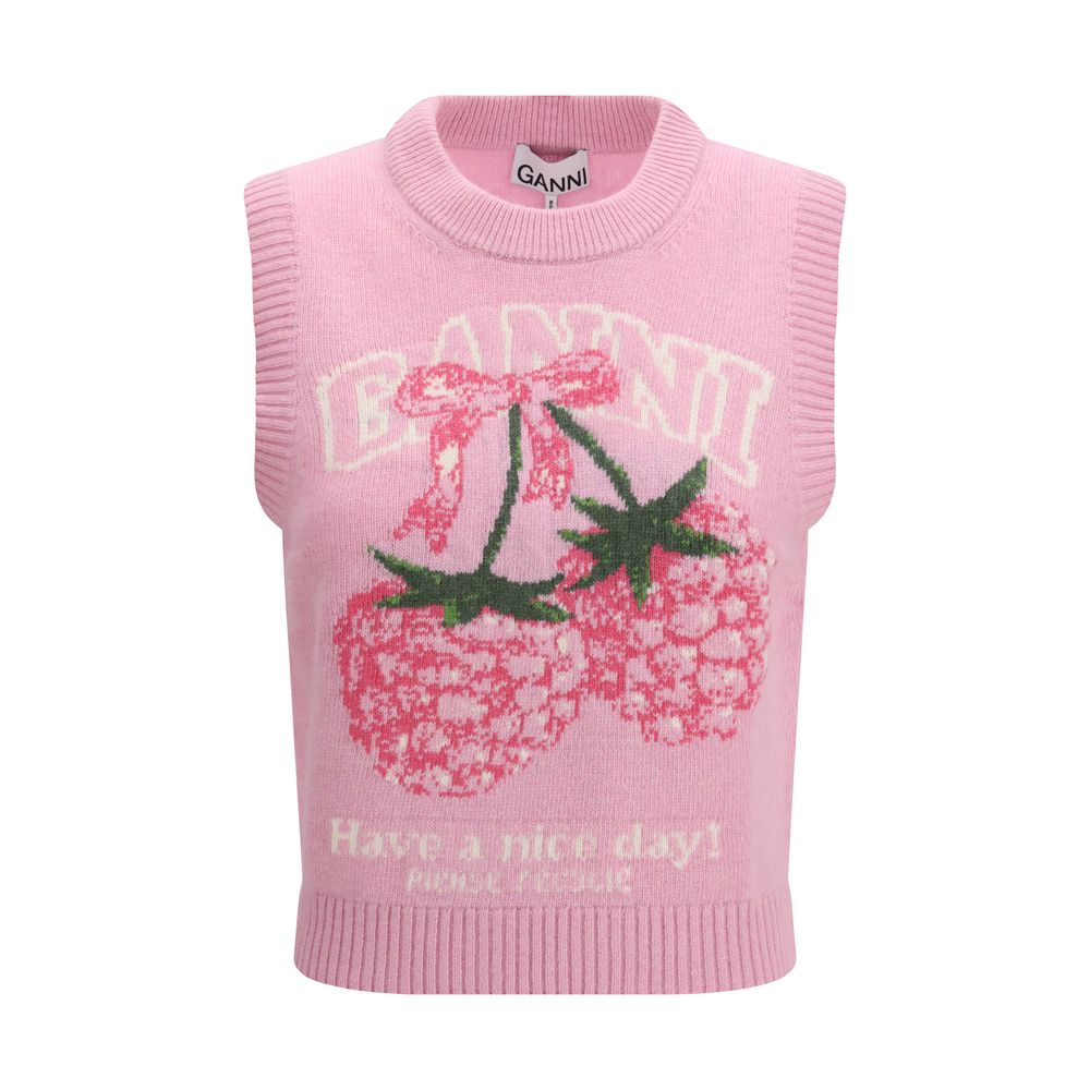 Ganni Multicolor Wool Sleeveles Sweater