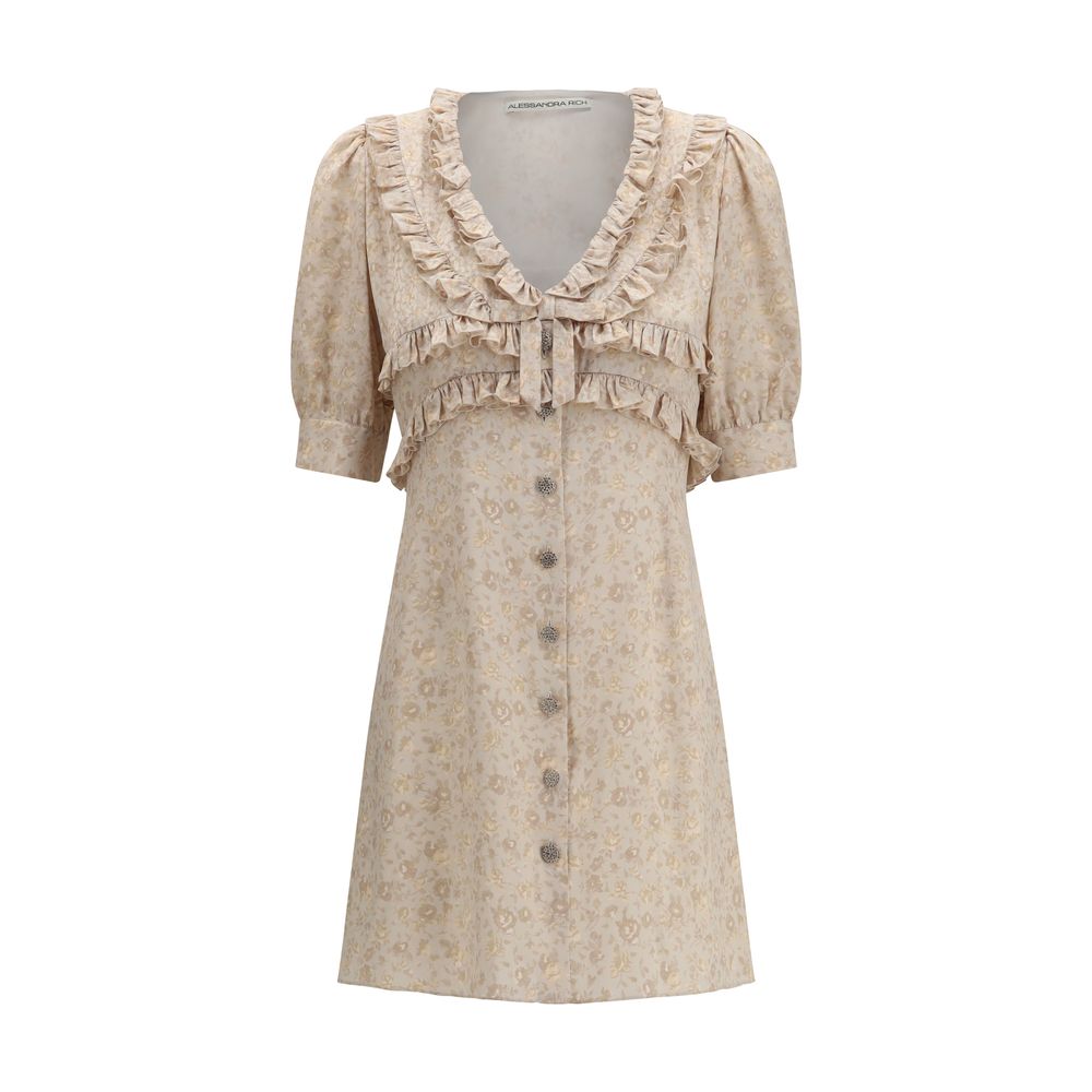 Alessandra Rich Beige Silk Casual Dress