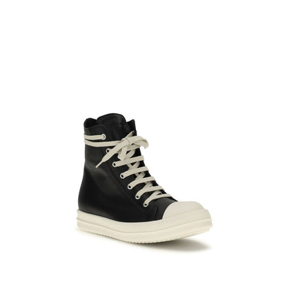 Rick Owens Black Calf Leather Bos Taurus High Top Sneakers