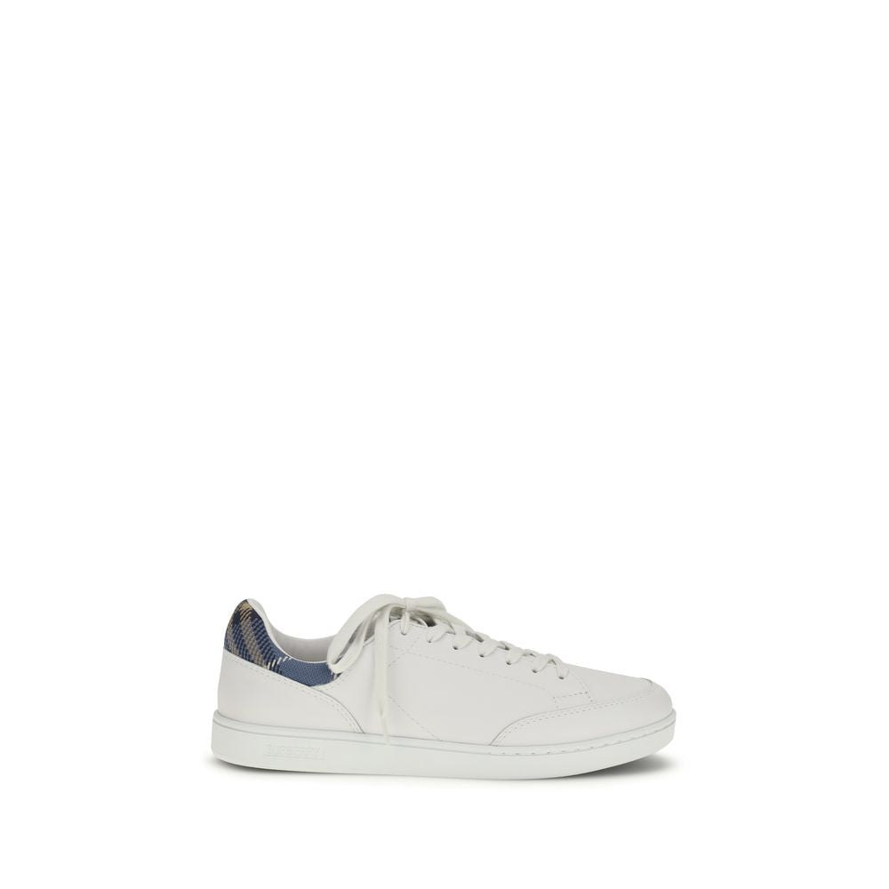 Burberry White Calf Leather Bos Taurus Low Top Sneakers