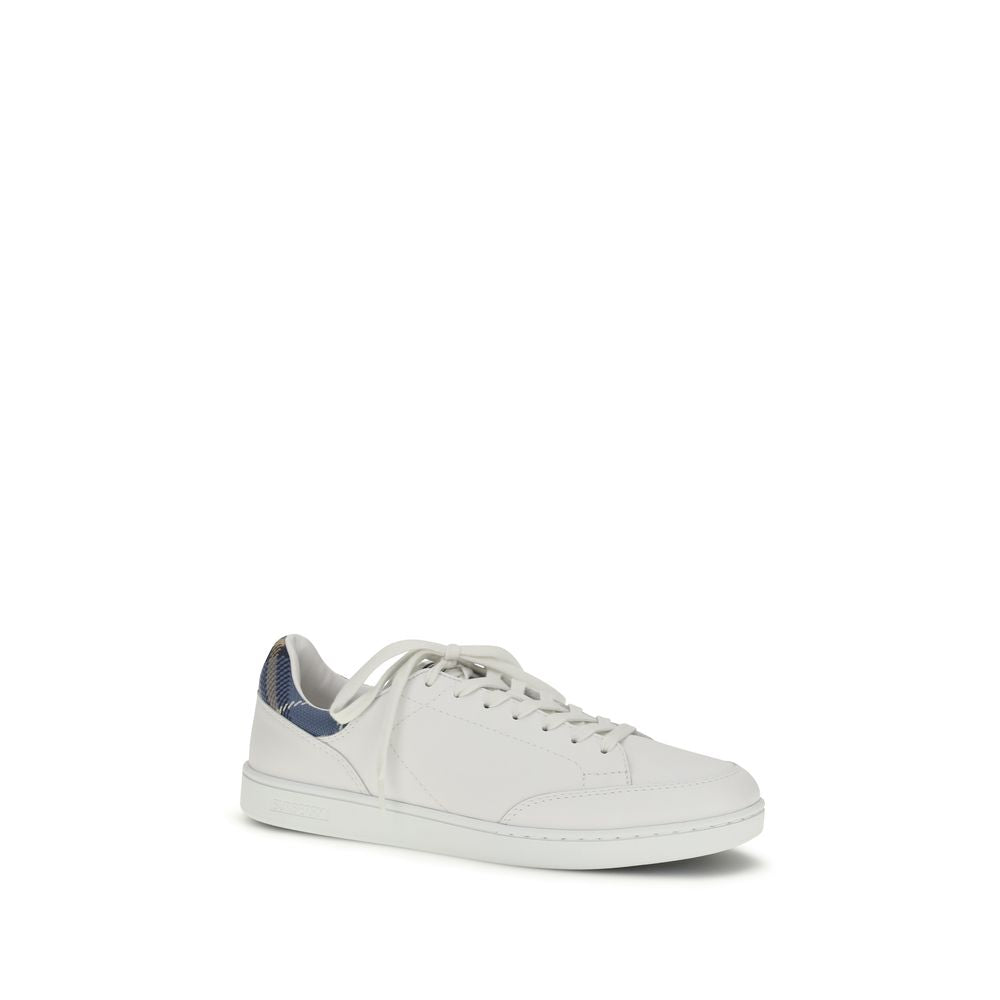 Burberry White Calf Leather Bos Taurus Low Top Sneakers