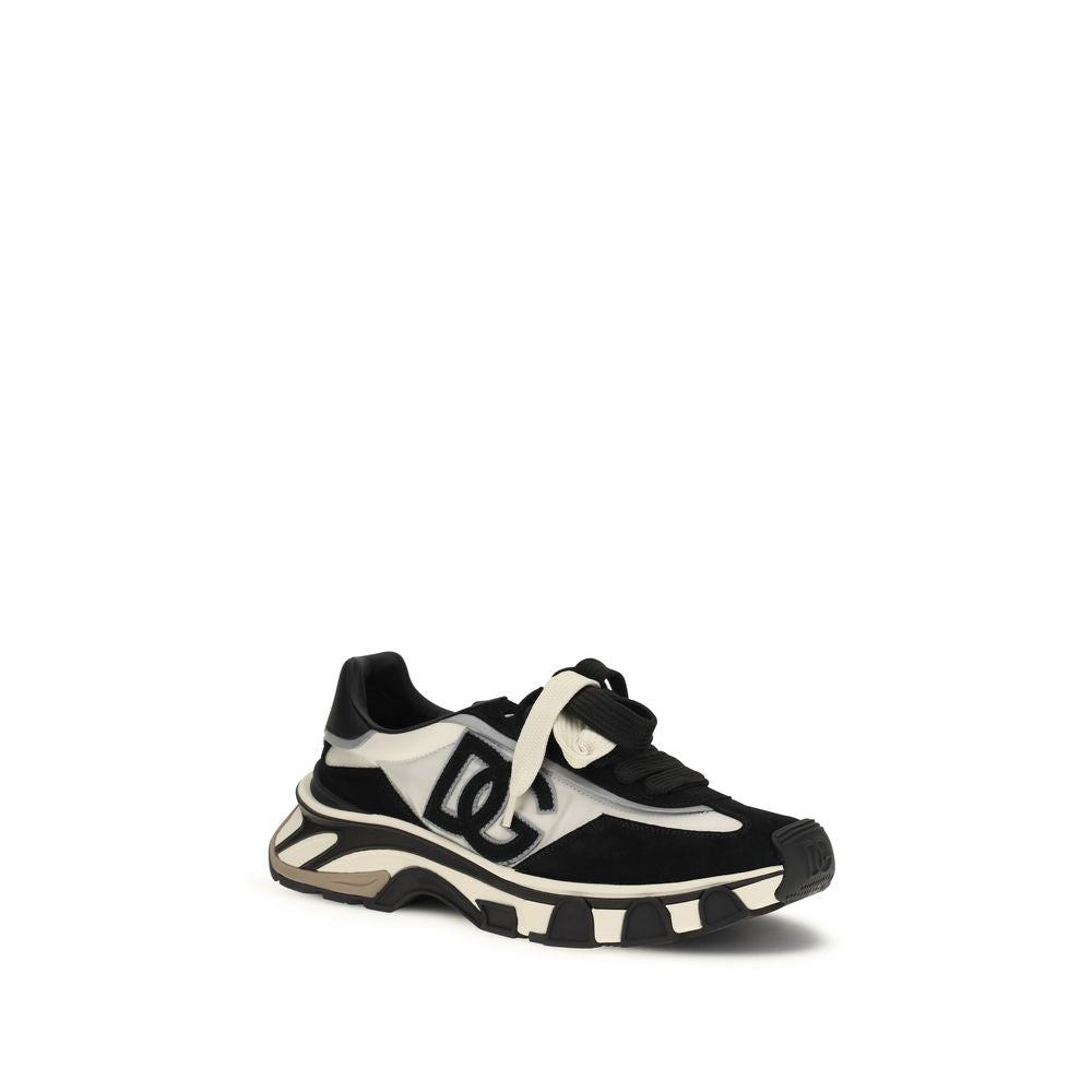 Dolce & Gabbana Black Calf Leather Bos Taurus Athletic Sneakers