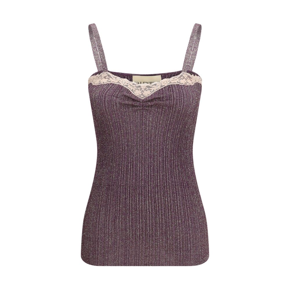 Valentino Purple Viscose Sleeveles T-Shirt