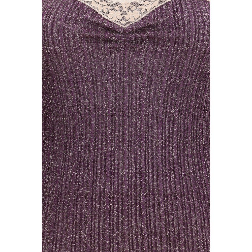 Valentino Purple Viscose Sleeveles T-Shirt