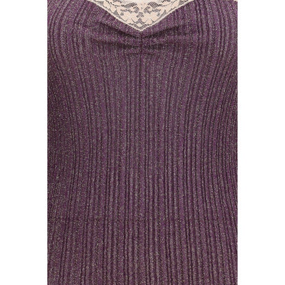 Valentino Purple Viscose Sleeveles T-Shirt