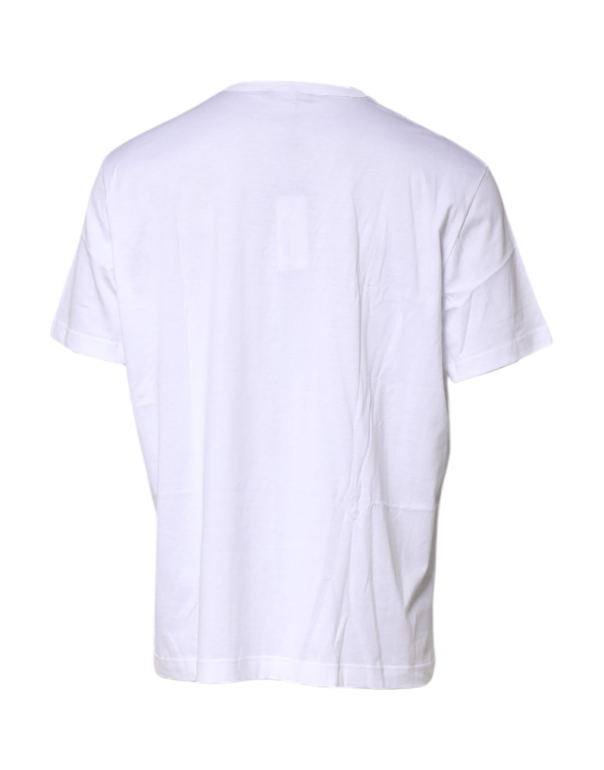 Dolce & Gabbana White Cotton Heraldic DG Crest Patch T-shirt