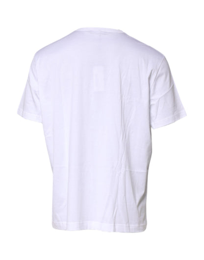 Dolce & Gabbana White Cotton Heraldic DG Crest Patch T-shirt