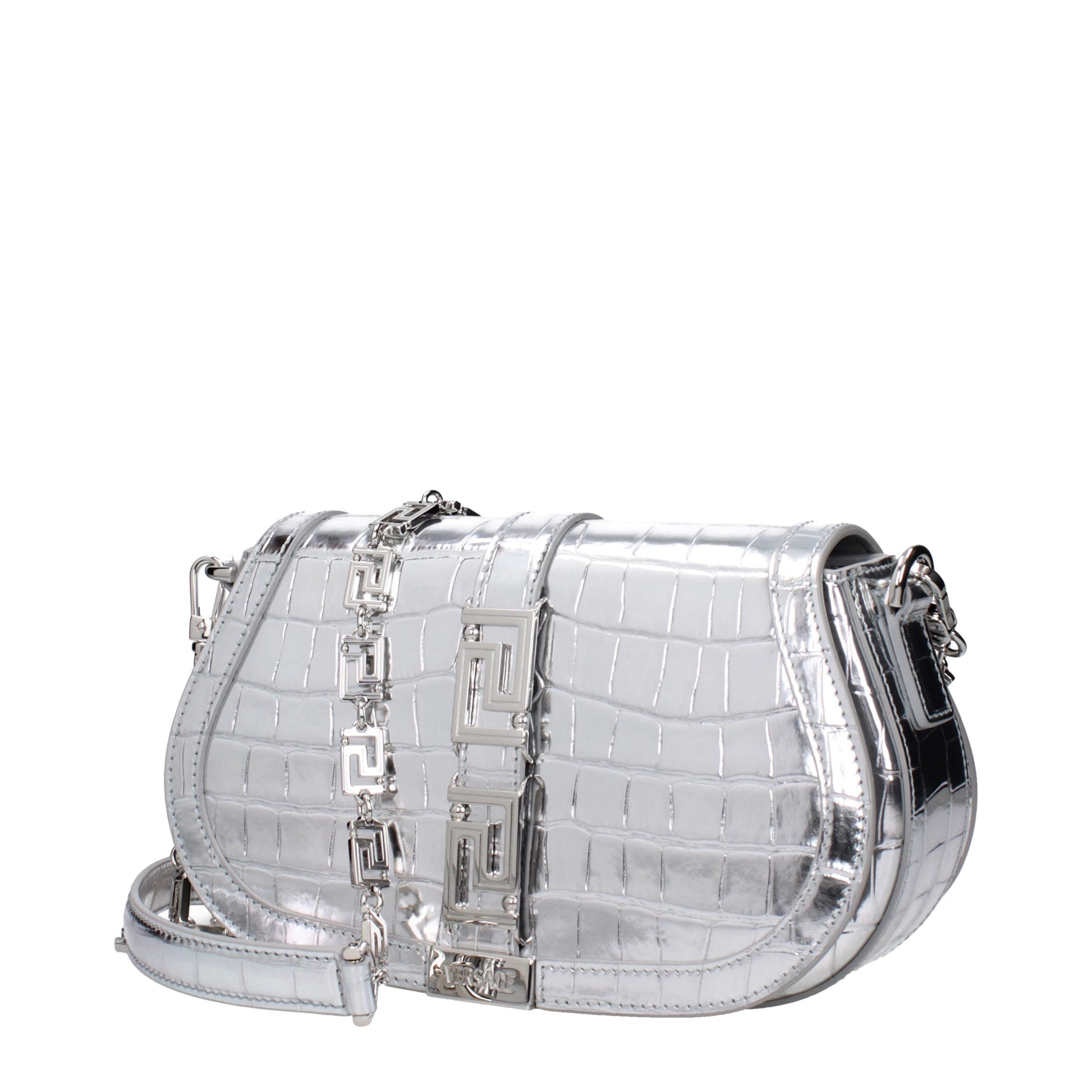 Versace Gray Leather Shoulder Bag