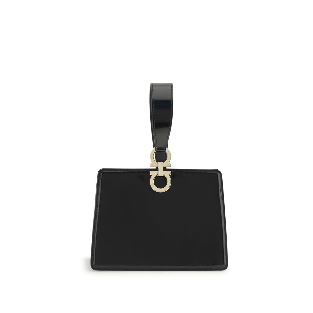 Ferragamo Black Calf Leather Bos Taurus Clutch Bag