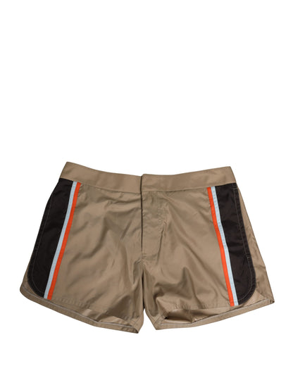 Dolce & Gabbana Brown Cotton Blend Mid Length Boxer Underwear