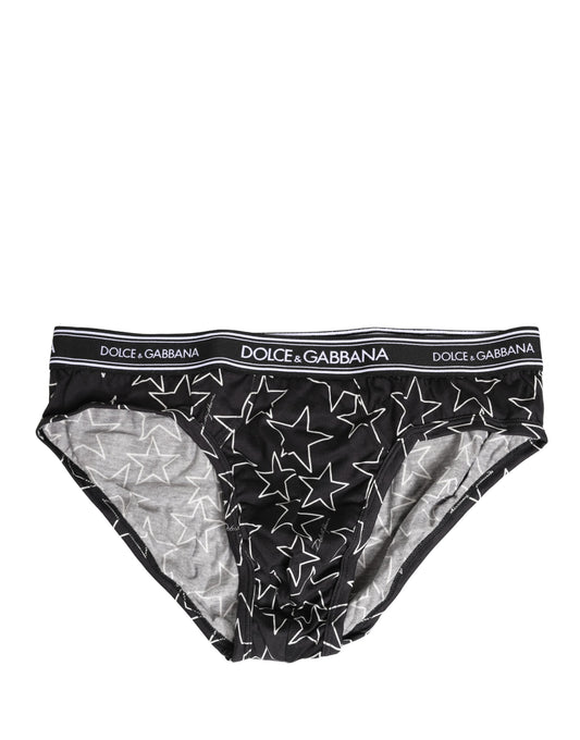 Dolce & Gabbana Black Stars Print Cotton Midi Brief Underwear