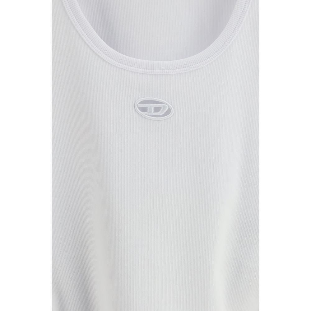 Diesel White Cotton Sleeveles T-Shirt