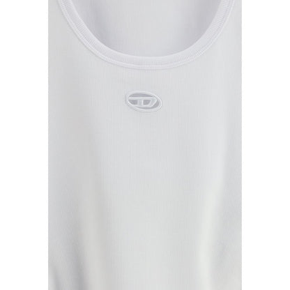 Diesel White Cotton Sleeveles T-Shirt