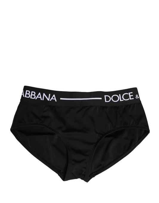 Dolce & Gabbana Black Nylon Stretch Coulotte Panty Underwear