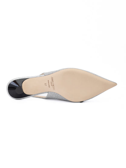 Jimmy Choo Silver Fine Glitter Amita 45 Slingback Pumps