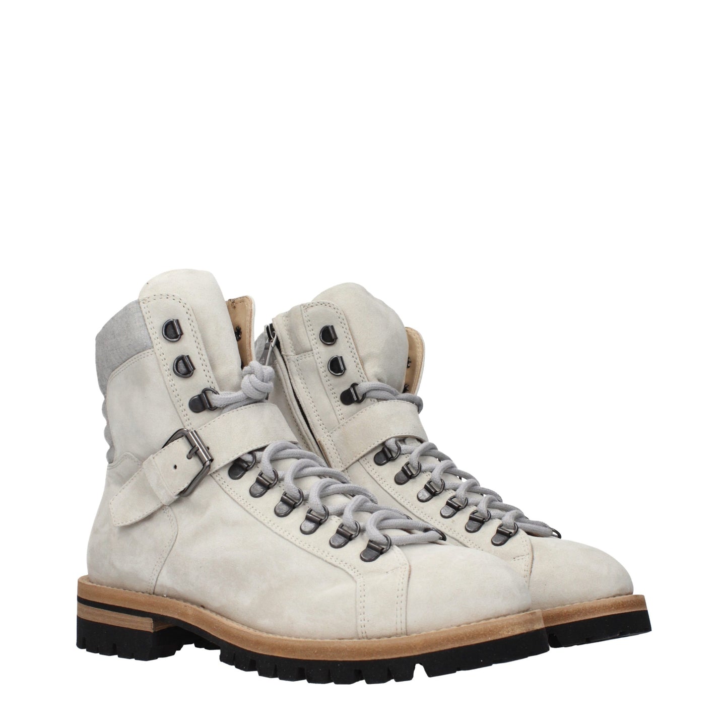 Eleventy Gray Leather Ankle Boots