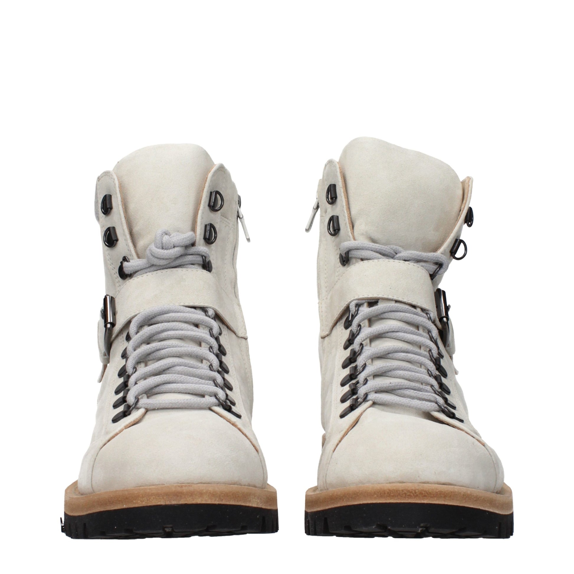 Eleventy Gray Leather Ankle Boots