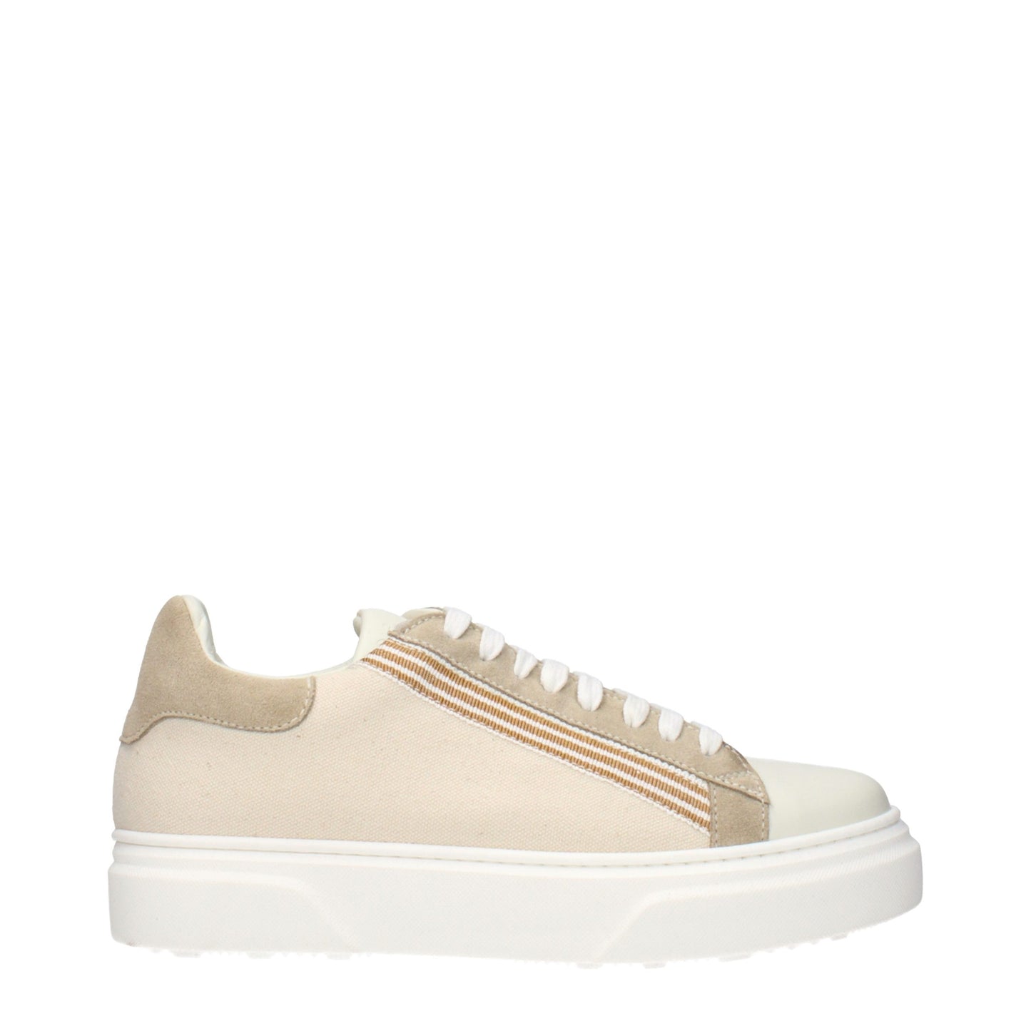 Eleventy Beige Fabric Low Top Sneakers