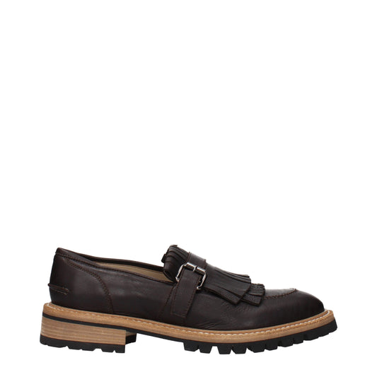 Eleventy Brown Leather Slip-On Loafers